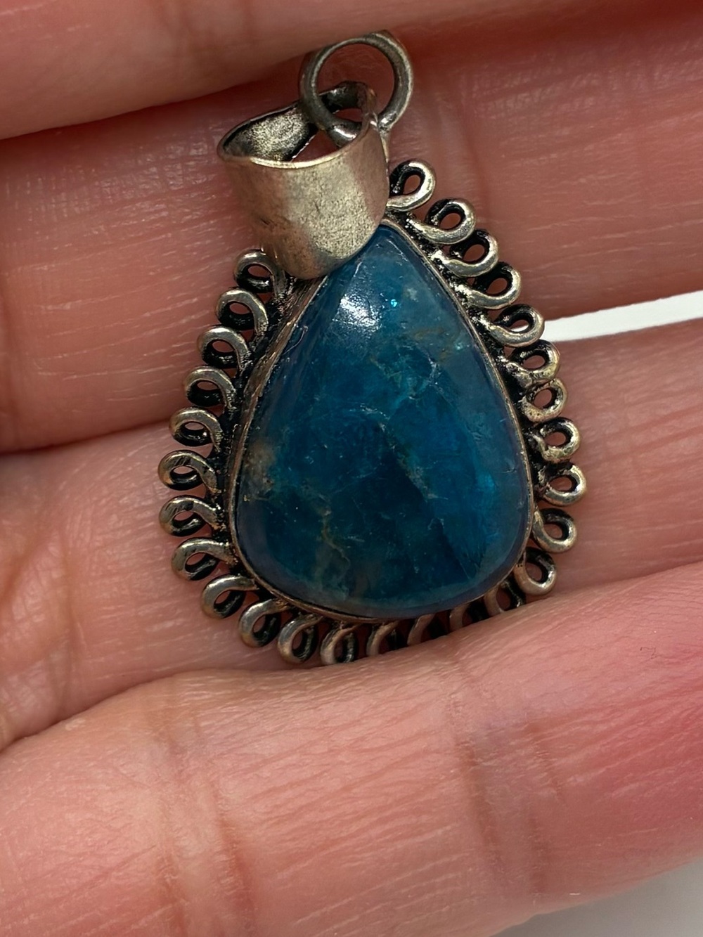 Blue Apatite Handmade Pendant